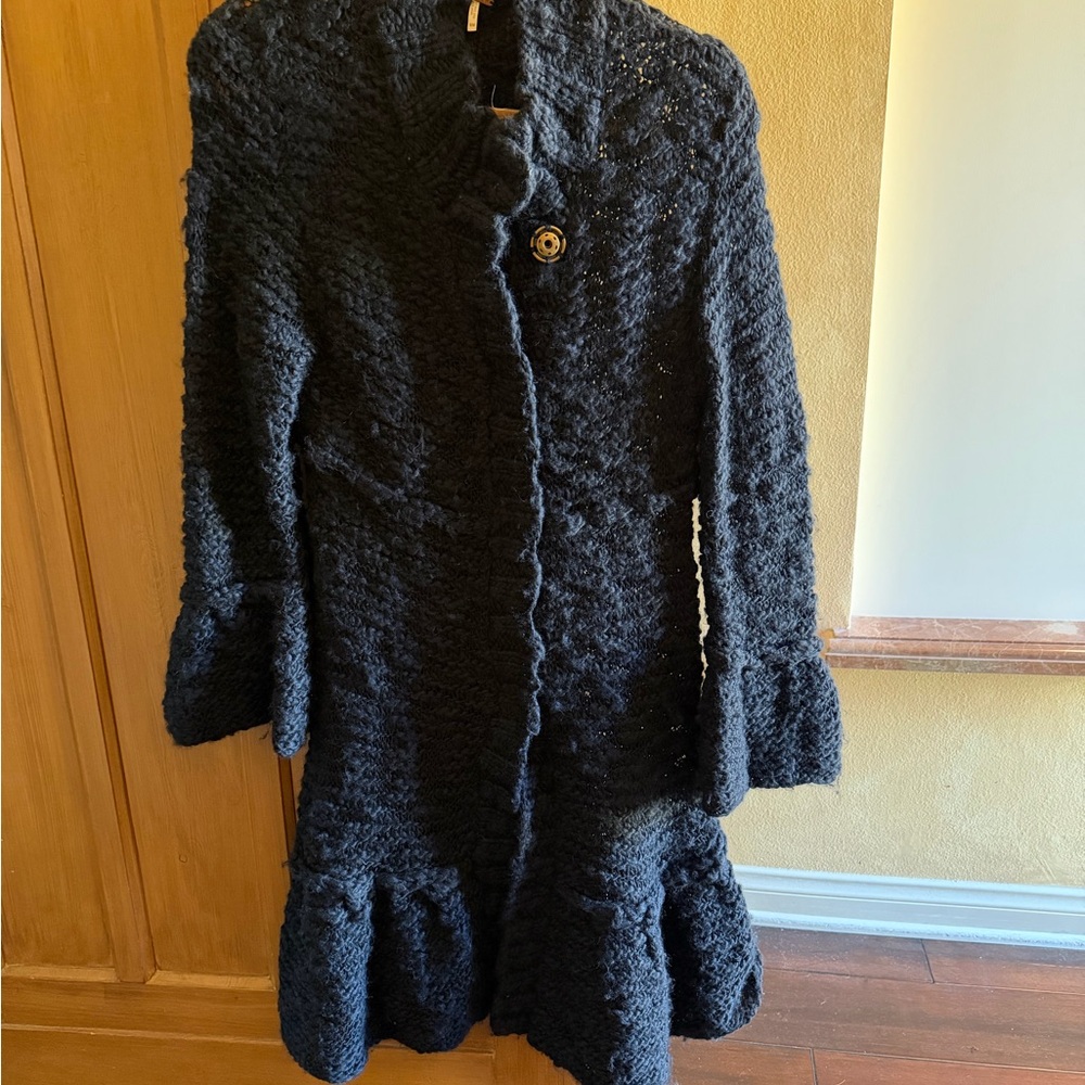 Free People Black Textured Cardigan Medium